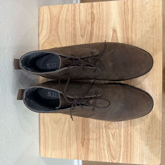 5.11 Tactical Mission Ready Mens Size 13 Chukka Boots Brown Leather Vibram Sole - Picture 6 of 9